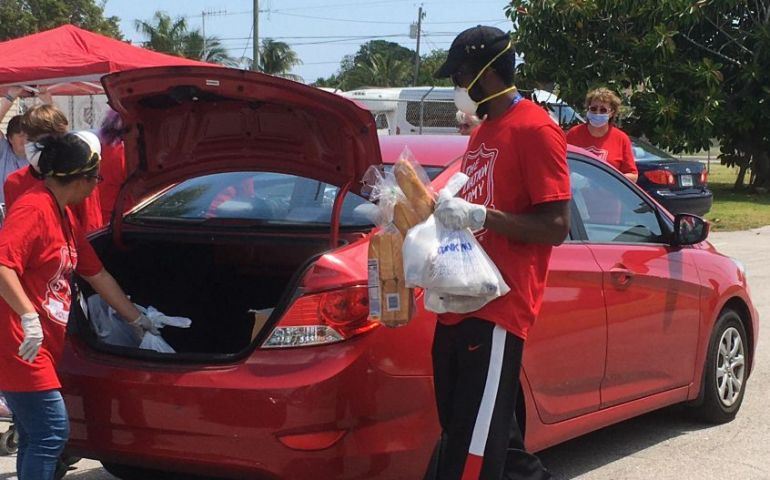Community Comes Together for Salvation Army Drive-Thru Food Pantry in Palm Beach, Florida
