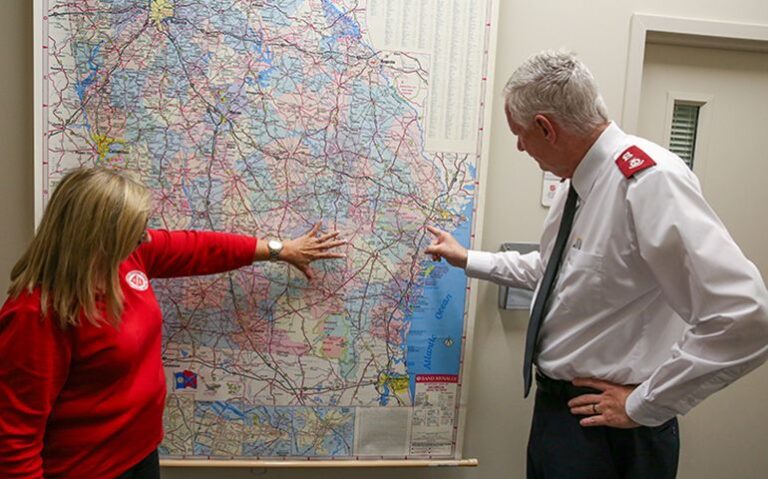 GA EDS Director and Incident Commander study map of the state